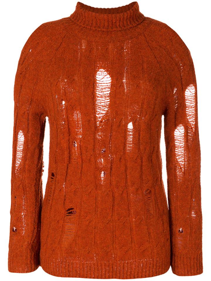 Damir Doma Distressed Knit Jumper - Yellow & Orange