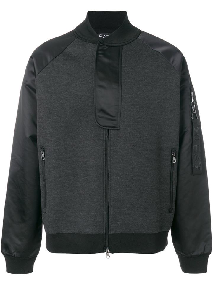 Ea7 Emporio Armani Appliqué Jersey Bomber Jacket - Black