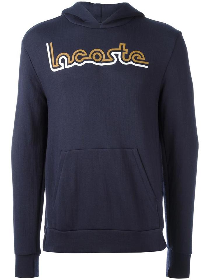 Lacoste Logo Print Hoodie, Size: 3, Blue, Polyamide/viscose