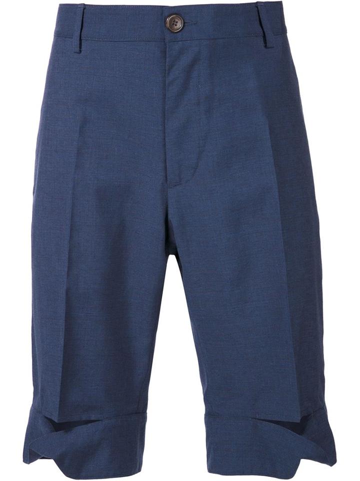 Vivienne Westwood Man Slashed Knee Shorts, Men's, Size: 50, Blue, Virgin Wool
