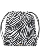 Miu Miu Zebra Print Drawstring Tote Bag - White