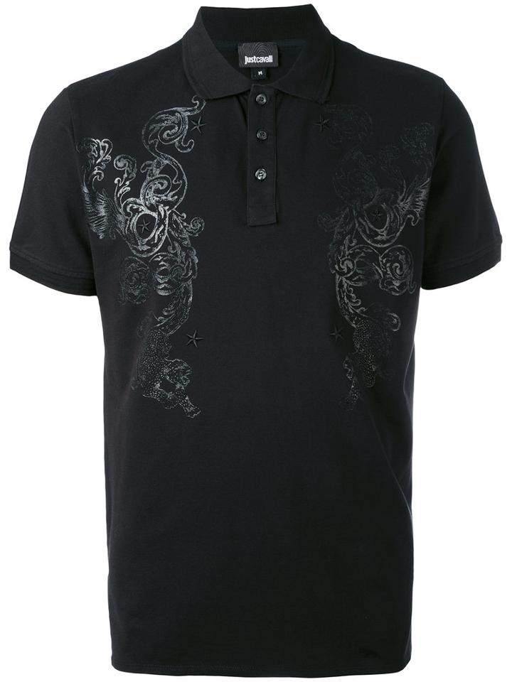Printed Polo Shirt - Men - Cotton/spandex/elastane - M, Black, Cotton/spandex/elastane, Just Cavalli
