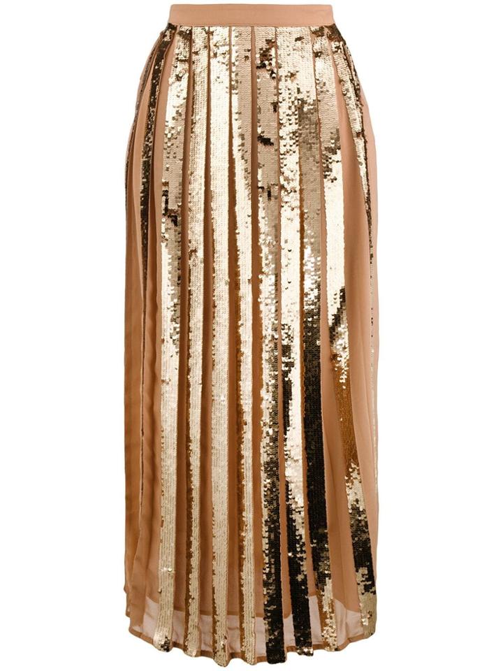 Twin-set Sequin Ribbon Midi Skirt - Nude & Neutrals