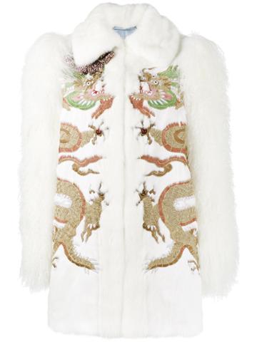 Gucci Embroidered Fur Jacket - White