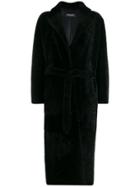 Simonetta Ravizza Belted Shearling Coat - Black
