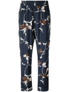Ganni - Floral Trousers - Women - Viscose - 42, Women's, Blue, Viscose