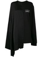 Moohong Asymmetrical Oversized Logo Shirt - Black