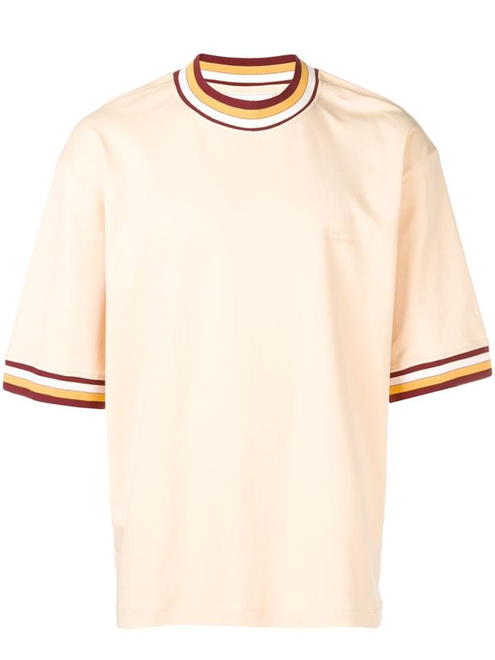 Drôle De Monsieur Striped Trim T-shirt - Neutrals