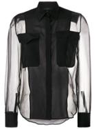 Antonelli Sheer Panelled Shirt - Black