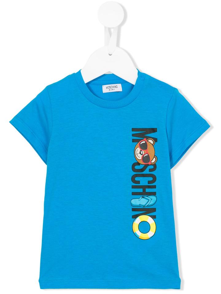 Moschino Kids Logo Print T-shirt, Toddler Boy's, Size: 18 Mth, Blue