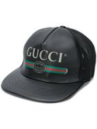 Gucci Gucci Print Leather Baseball Hat - Black