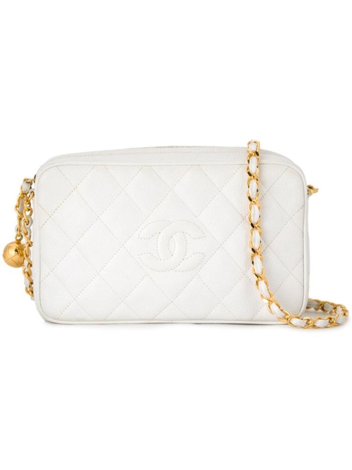 Chanel Vintage Quilted Camera Shoulder Bag, Women's, White