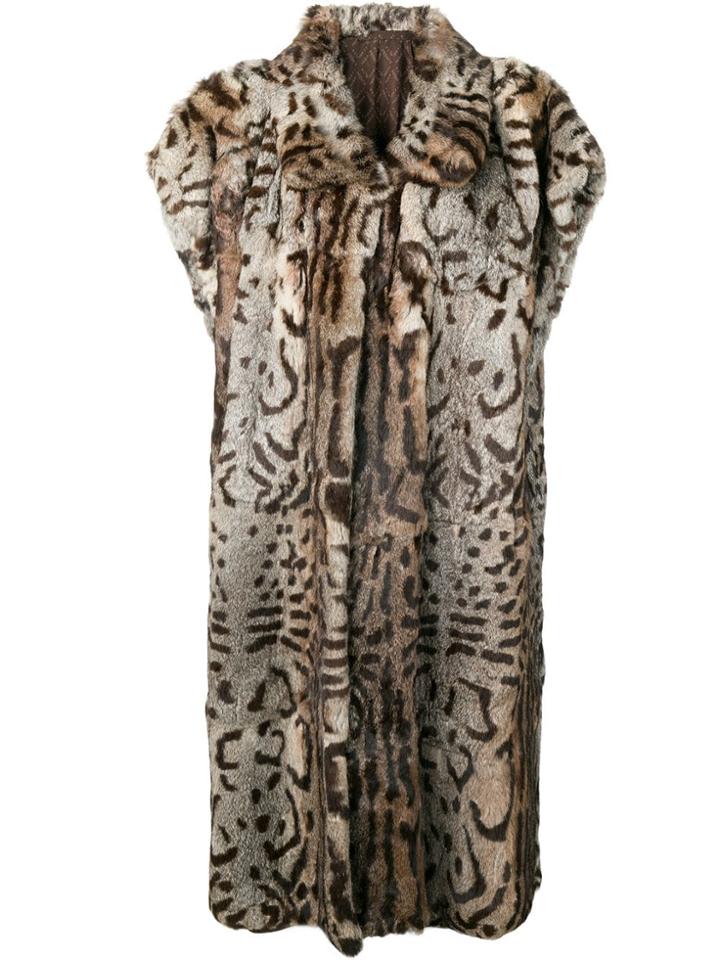 Fendi Pre-owned 1980's Cap Sleeve Coat - Brown