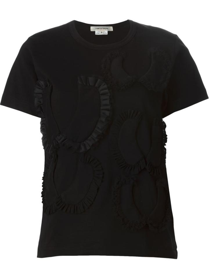 Comme Des Garçons Ruffled Appliqué T-shirt, Women's, Size: Large, Black, Cotton/nylon/polyester