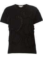 Comme Des Garçons Ruffled Appliqué T-shirt, Women's, Size: Large, Black, Cotton/nylon/polyester