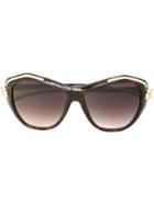Cartier 'panthère Wild' Sunglasses, Women's, Brown, Acetate/14kt Gold/enamel/metal