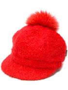 Borsalino Pompom Newsboy Cap - Red