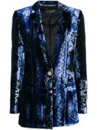 Versace Printed Velvet Blazer - Blue