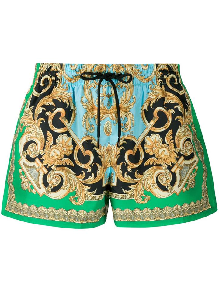Versace Barroco Print Swim Shorts - Green