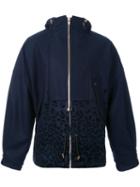 Kolor Zipped Hooded Jacket, Men's, Size: 2, Blue, Nylon/wool