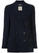 Chanel Vintage Logo Button Double-breasted Jacket - Blue