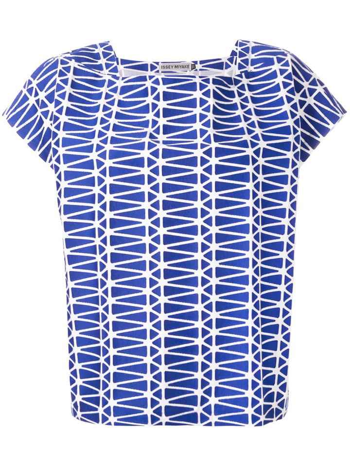 Issey Miyake - Printed Top - Women - Cotton/polyester/lyocell - 3, Women's, Blue, Cotton/polyester/lyocell