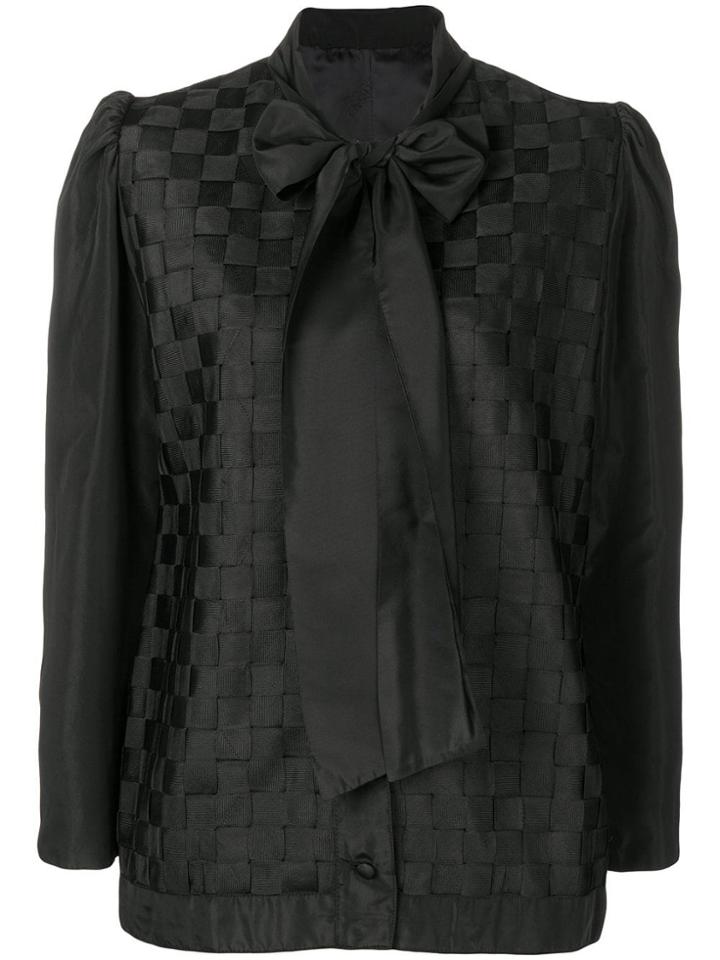 Versace Vintage 1990's Pussy Bow Top - Black