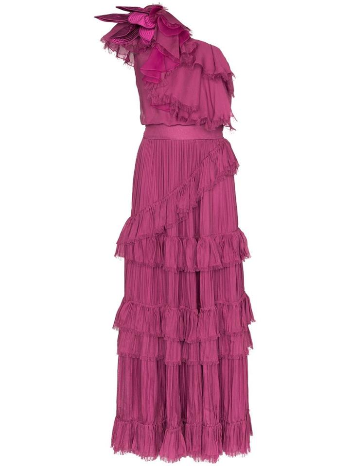 Johanna Ortiz God Of The Night One-shoulder Silk Dress - Pink