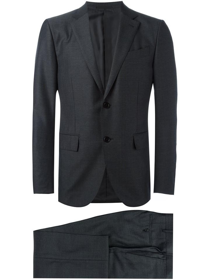Ermenegildo Zegna Notched Lapel Formal Suit, Men's, Size: 52, Grey, Cupro/wool