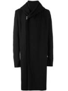 Poème Bohémien Off Centered Hooded Coat, Men's, Size: 50, Black, Virgin Wool/wool/cotton