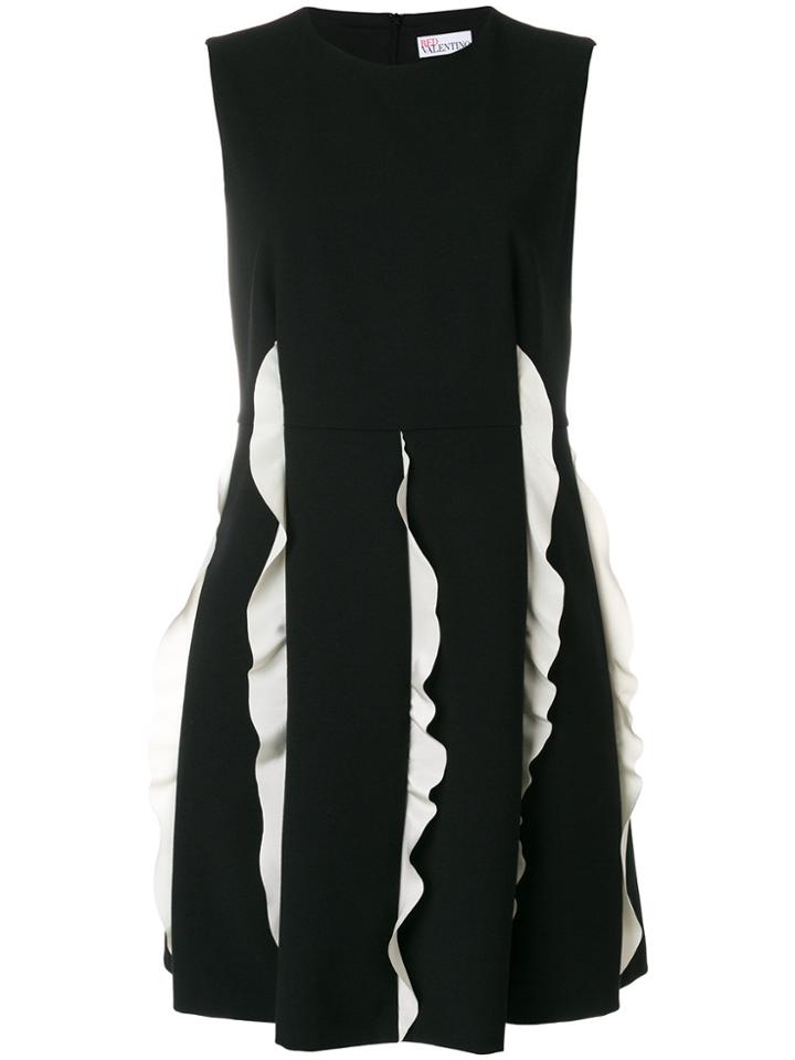 Red Valentino Contrast Frill Panel Mini Dress - Black