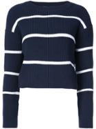 Vince Striped Pattern Cropped Sweater - Blue