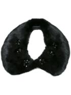 Yves Salomon Jewel Embellished Collar, Women's, Black, Mink Fur/silk