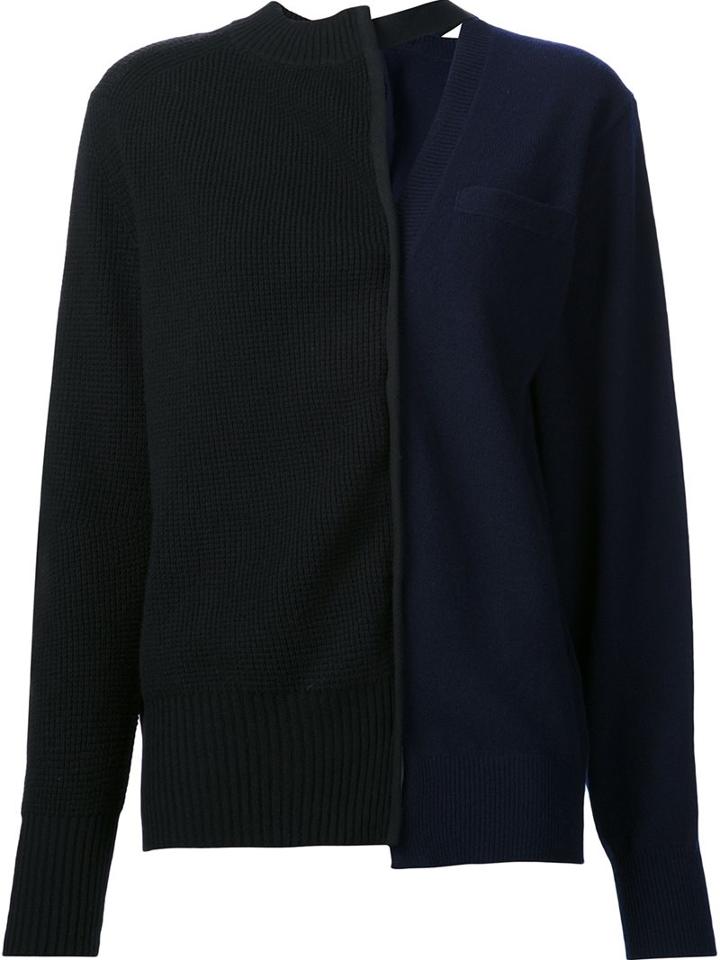 Sacai Two Tone Sweater, Women's, Size: 2, Blue, Wool