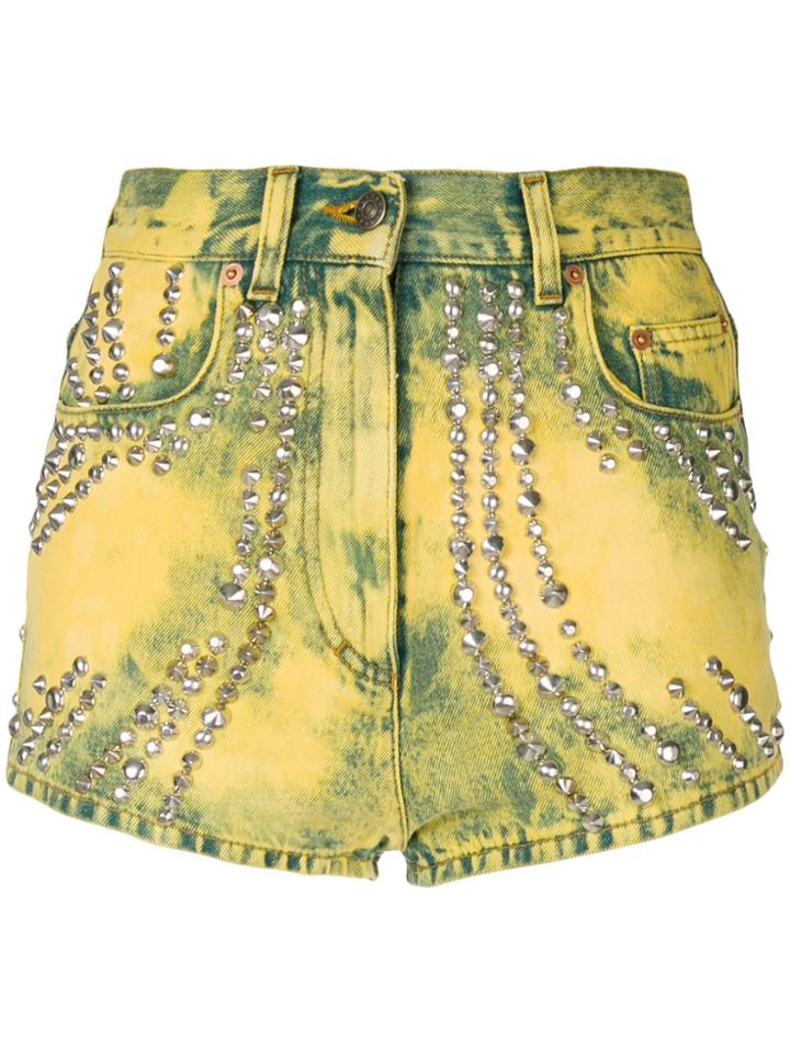 Gucci Embellished Denim Shorts - Yellow & Orange