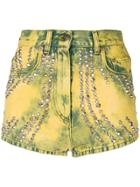 Gucci Embellished Denim Shorts - Yellow & Orange