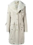 Ermanno Scervino Furred Collar Parka Coat, Women's, Size: 42, Nude/neutrals, Cotton/spandex/elastane/polyester/polypropylene