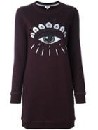 Kenzo 'eye' Sweatshirt Dress, Women's, Size: Xl, Pink/purple, Cotton