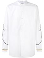 Ports 1961 Embroidered Detail Shirt, Men's, Size: 43, White, Cotton/metal/polyester/viscose