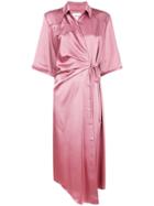 Nanushka Wrap Midi Shirt Dress - Pink