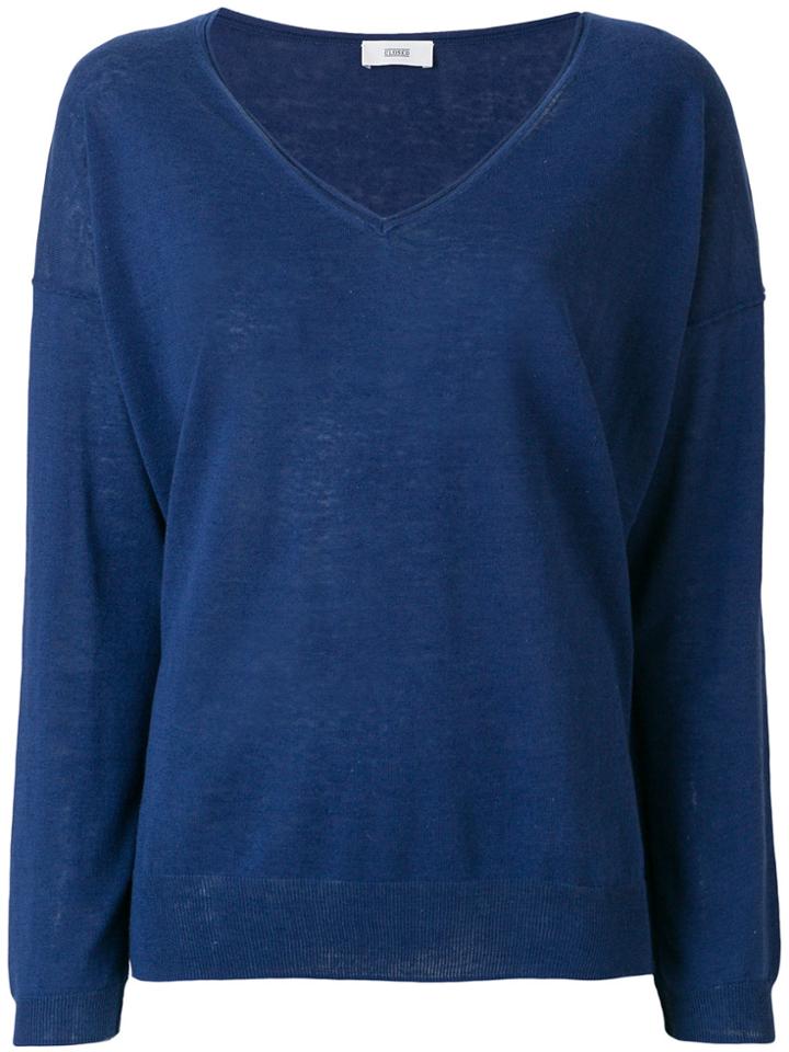 Closed V-neck Jumper - Blue