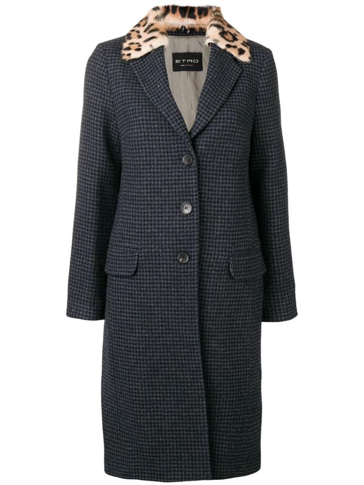 Etro Fur Collar Midi Coat - Blue