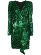 Iorane Sequinned Mini Dress - Green