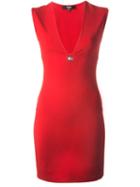 Versus Deep V-neck Fitted Dress, Women's, Size: 44, Red, Viscose/polyamide/spandex/elastane