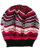 M Missoni Striped Beanie, Women's, Black, Acrylic/cashmere/wool