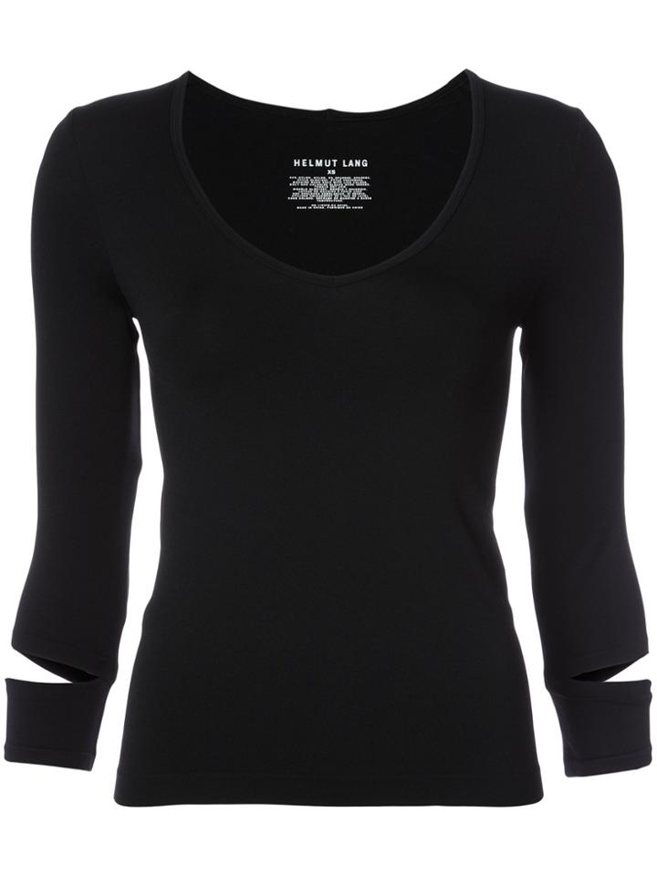 Helmut Lang Cut-out V-neck Top - Black