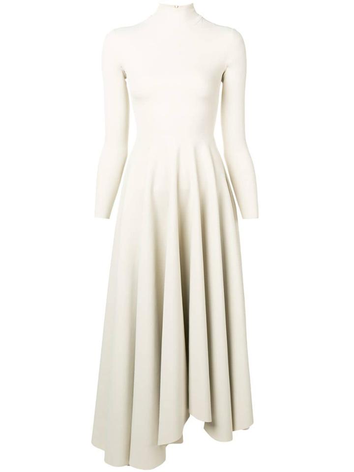 A.w.a.k.e. Pleated Asymmetric Skirt Dress - Neutrals