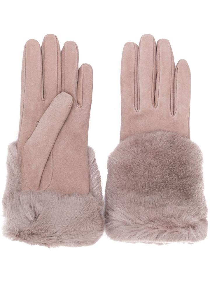 Gala Fur-trim Gloves - Grey