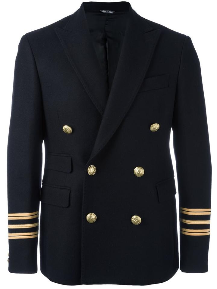 Andrea Pompilio Pilot Style Blazer, Men's, Size: 48, Black, Virgin Wool/polyamide/cupro