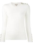 Burberry - Buttoned Detail Jumper - Women - Cashmere - L, Nude/neutrals, Cashmere